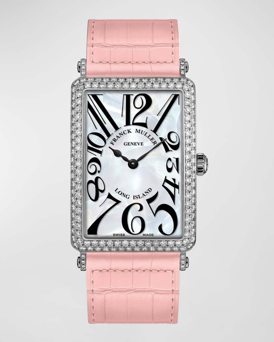 18K White Gold Long Island Diamond and Mother-of-Pearl Watch
